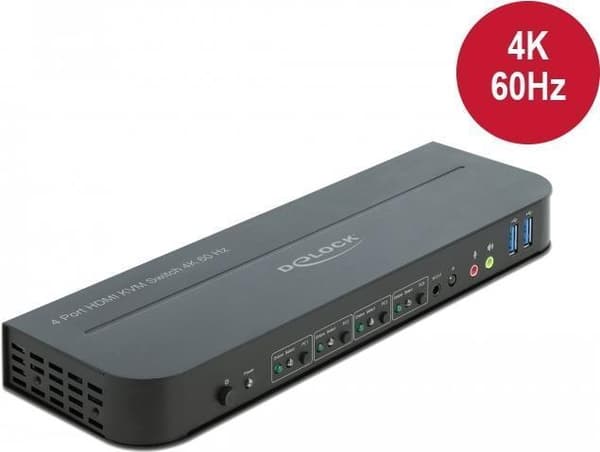 Delock HDMI KVM Switch 4K 60 Hz med USB 3.0 og lyd