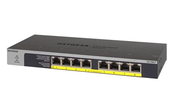 Netgear GS108LP - Nerwerk Switch - Hallitsematon - PoE+ - 8 porttia