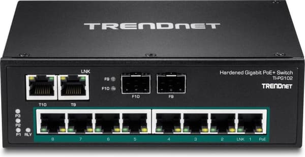 Trendnet TI-PG102 nätverksswitch Unmanaged Gigabit Ethernet (10/100/1000) Power over Ethernet (PoE) Svart