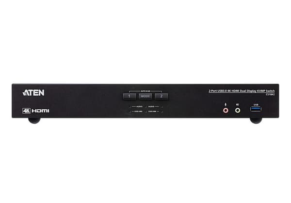 ATEN CS1842 2-portars USB3.0 4K HDMI Dual Display KVMP Switch - KVM/Audio/USB switch - 2 x KVM/Audio/USB - 1 lokal användare - Desktop (CS1842)