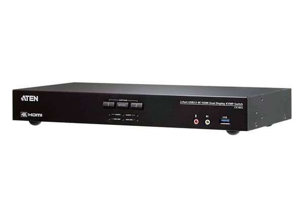 ATEN CS1842 2-Port USB3.0 4K HDMI Dual Display KVMP Switch - KVM/Audio/USB switch - 2 x KVM/Audio/USB - 1 lokal bruger - Desktop (CS1842) Sort