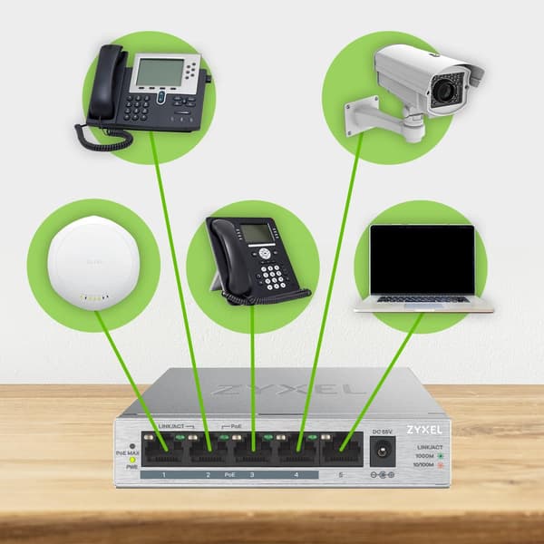 ZyXEL GS1005HP-EU0101F Nätverksswitch 5 portar 2000 MBit/s PoE-funktion