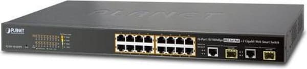 PLANET FGSW-1816HPS Network Switch Managed L2 Fast Ethernet (10/100) Power over Ethernet (PoE) Blå