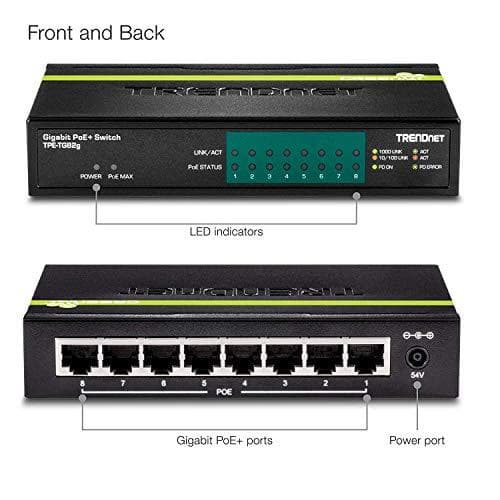 TRENDnet TPE TG82G - Kytkin - 8 x 10/100/1000 (PoE+) - Pöytäkone - PoE+ (61W) (TPE-TG82)