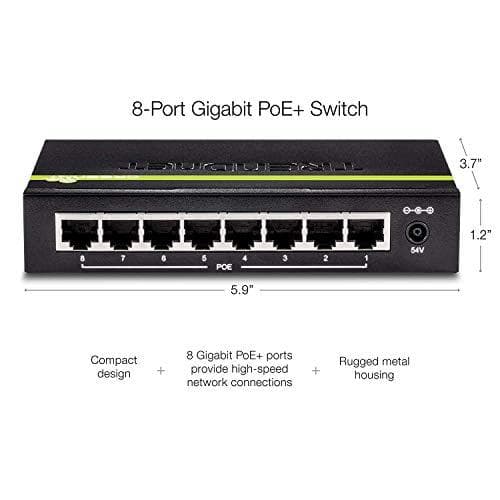 TRENDnet TPE TG82G - Kytkin - 8 x 10/100/1000 (PoE+) - Pöytäkone - PoE+ (61W) (TPE-TG82)
