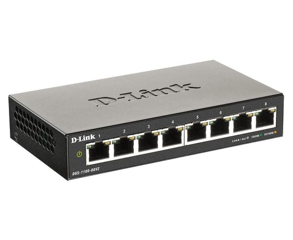 D-Link DGS 1100-08V2 - Kytkin - Smart - 8 x 10/100/1000 - Pöytäkone - AC 100/240 V (DGS-1100-08V2/E)