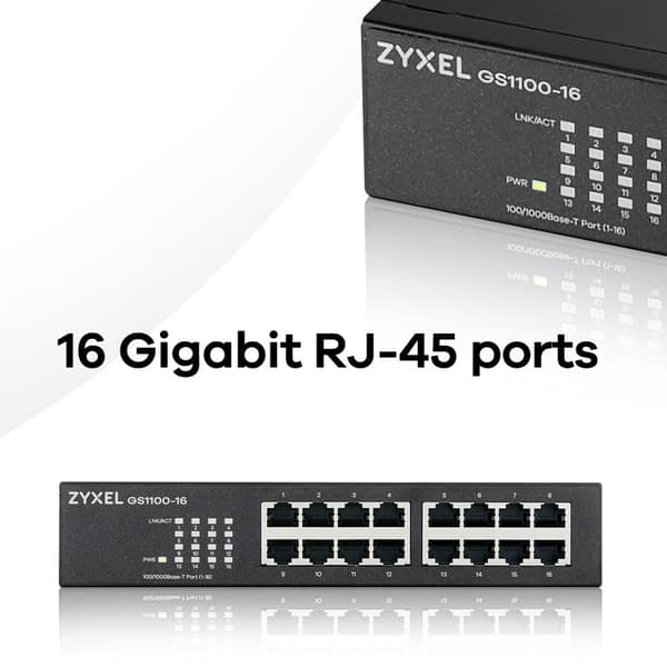 Zyxel GS-1100-16 V3 - Kytkin - 16x10/100/1000 - Pöytäkone