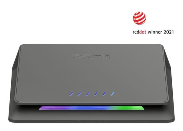 D-Link DMS-106XT 6-porttinen Multi-Gigabit Unmanaged Switch (5 x 2,5 Gigabit Ethernet, 1 x 10 Gigabit Ethernet, RGB-valaistus, alumiinikotelo, tuulett