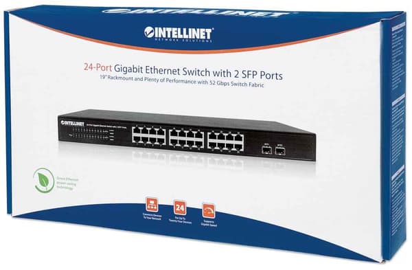 Intellinet 561044 nätverksswitch Unmanaged L2 Gigabit Ethernet (10/100/1000) 1U Svart