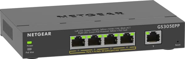 Netgear GS305EPP - Verkkokytkin - Smart Managed Plus - 5 porttia