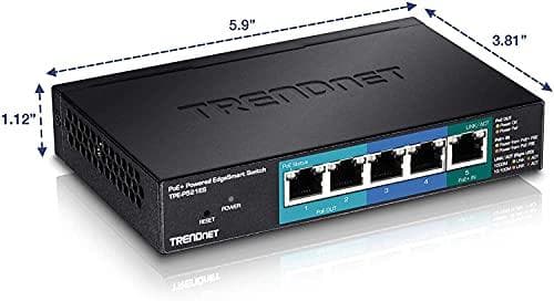 TRENDnet TPE P521ES - Switch - Smart - 1 x 10/100/1000 (PoE+ ingång) + 2 x 10/100/1000 (PoE) + 2 x 10/100/1000 - Desktop - PoE+ (18 W) (TPE-P521ES) )