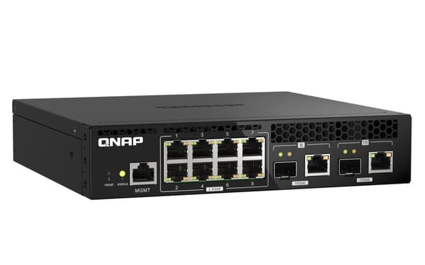 QNAP QSW-M2108R-2C - Kytkin - hallittu - 8 x 2.5GBase-T + 2 x combo 10 Gigabit SFP+/RJ-45 - Pöytäkone, telineeseen asennettava