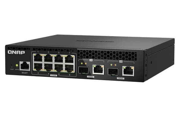 QNAP QSW-M2108R-2C - Kytkin - hallittu - 8 x 2.5GBase-T + 2 x combo 10 Gigabit SFP+/RJ-45 - Pöytäkone, telineeseen asennettava