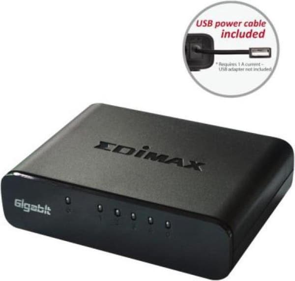 Edimax ES-5500G V3 5 Port Gigabit Ethernet Switch / Svart
