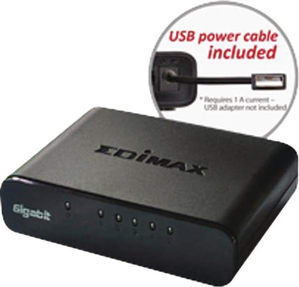 Edimax ES-5500G V3 5 Port Gigabit Ethernet Switch / Svart