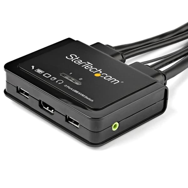 StarTech.com 2-ports HDMI KVM-switch med indbyggede kabler - USB 4K 60Hz - KVM/Audio Switch - 2 x KVM/Audio - 1 lokal bruger - Desktop