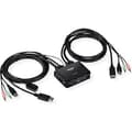 Miniatyrbild 3 av 6: TRENDnet TK-220DPI 2-portars 4K DisplayPort 1,2 KVM-switch med ljud, 4K UHD (3840 x 2160@60Hz), 3,5 mm högtalare/mikrofon, USB 2.0, integrerade kablar
