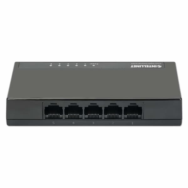 INTELLINET 5-Port Gigabit Ethernet Switch Desktop Format, Plasthus, IEEE 802.3az (Energy Efficient Ethernet), Sort (561747)