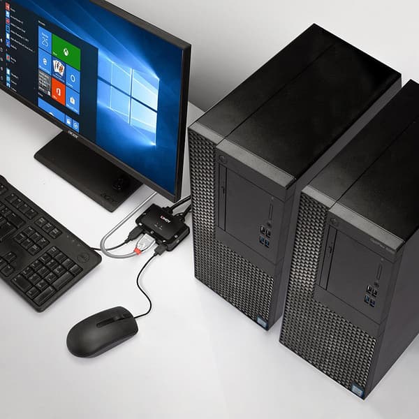 LINDY 2-porttinen HDMI 2.0, USB 2.0 ja äänikaapeli KVM-kytkin, 42345