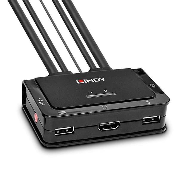 LINDY 2-porttinen HDMI 2.0, USB 2.0 ja äänikaapeli KVM-kytkin, 42345