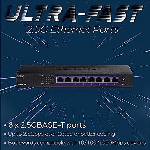 TRENDnet TEG S380 - Kytkin - hallitsematon - 8 x 100/1000/2.5G - seinään kiinnitettävä