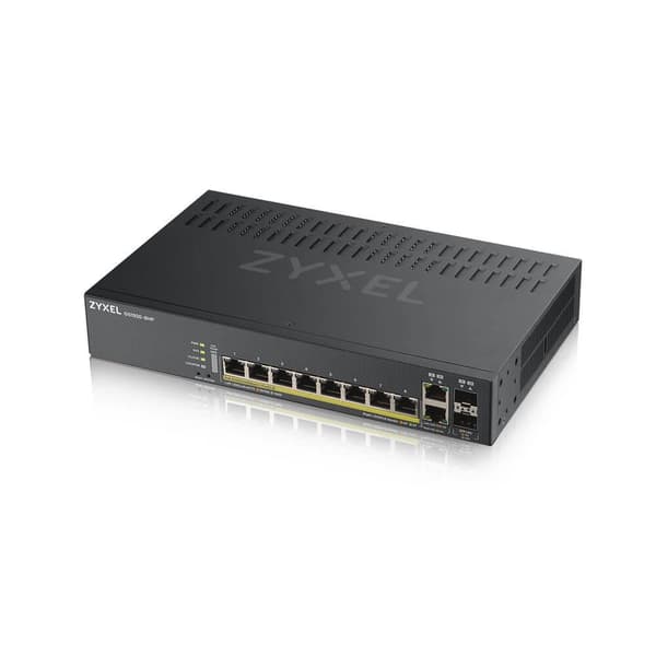 Zyxel GS1920-8HPv2 – 8-porttinen Gigabit Ethernet Smart Managed PoE+ -kytkin 130 watin budjetilla ja 2 Gigabitin yhdistelmäportilla hybridipilvitilass
