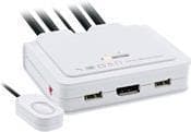 INLINE - KVM/Audio/USB-kytkin - 2 x KVM/Audio/USB - 1 paikallinen käyttäjä - Työpöytä Valkoinen