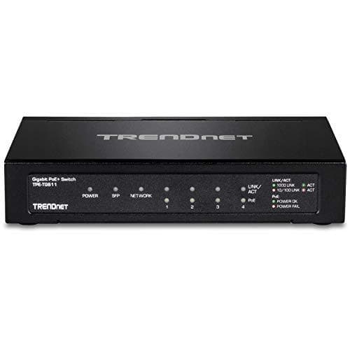 TRENDnet TPE TG611 - Switch - 4 x 10/100/1000 (PoE+) + 1 x 10/100/1000 (Uplink) + 1 x Gigabit SFP - Desktop - PoE+ (65 W)