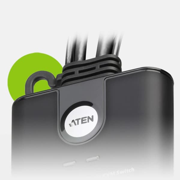ATEN 2-portars USB FHD HDMI-kabel KVM-switch - 1920 x 1200 pixlar - Full HD - 1 518 W - Svart (CS22HF-AT)