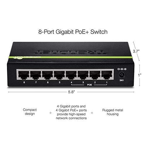 TRENDnet TPE TG44g - Switch - 4x10/100/1000 (PoE+) + 4x10/100/1000 (PoE+) - Desktop - PoE+ (TPE-TG44G)