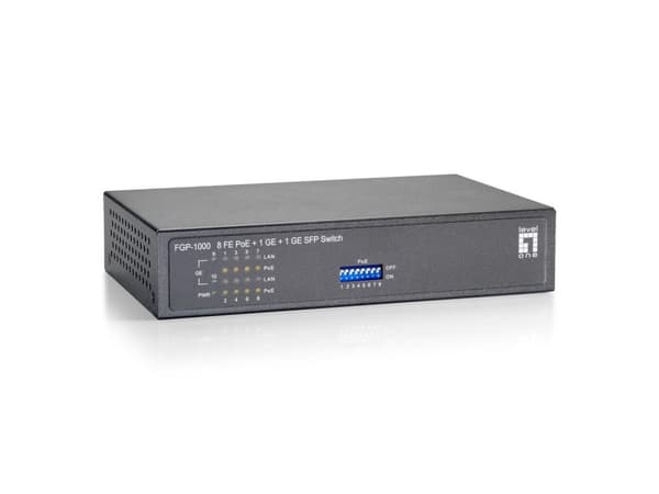 LevelOne FGP-1000W90 Network Switch Fast Ethernet (10/100) Harmaa Power over Ethernet (PoE)
