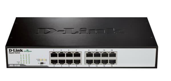 D-Link DGS-1016D - Switch - 16 portar - EN, Fast EN, Gigabit EN - 10Base-T, 100Base-TX, 1000Base-T (DGS-1016D/E)