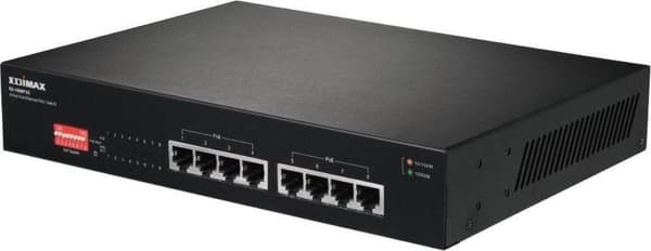 Edimax GS-1008P V2 Gigabit Ethernet-switch med 8 portar - 8x Power over Ethernet (PoE+) / Svart