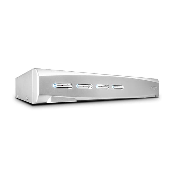 LINDY 39337 4-porttinen DVI-I Single Link, USB 2.0 & Audio KVM Switch Pro, hopea Hopea