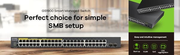ZyXEL Smart Switch 48x Port GbE L2, rackmonteret (GS1900-48-EU0102F)