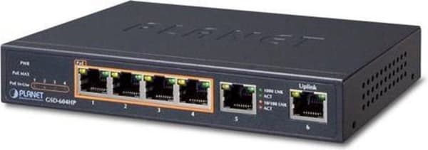PLANET GSD-604HP Network Switch Unmanaged Gigabit Ethernet (10/100/1000) Power over Ethernet (PoE) Blå