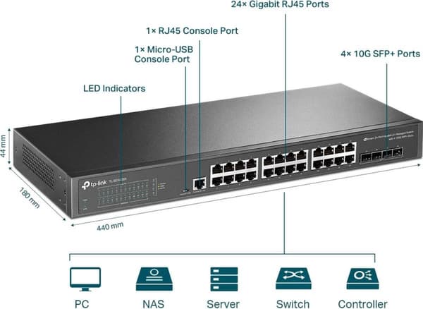 TP-Link TL-SG3428X - Nätverksswitch - 24-portar