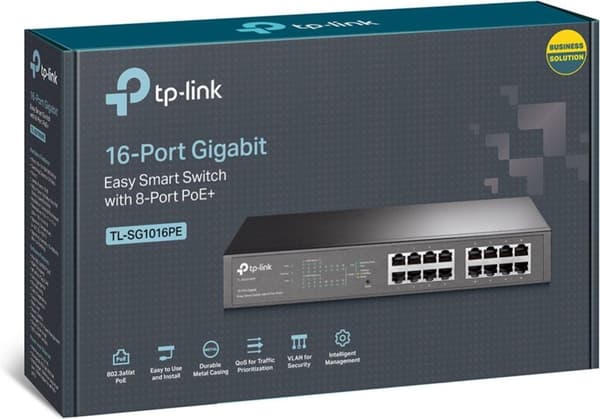 TP-Link 16-porttinen gigabitin Easy Smart -kytkin, jossa 8-porttinen PoE+
