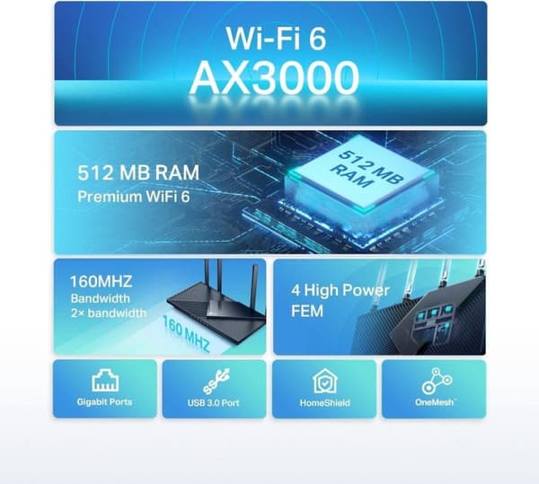 TP-Link AX3000 Dual Band Gigabit Wi-Fi 6 Router