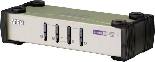 ATEN 4-porttinen USB - PS/2 VGA KVM-kytkin (KVM-kaapelit mukana) musta, Harmaa