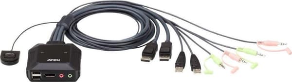 ATEN 2-porttinen USB DisPlayPort-kaapeli KVM-kytkin musta