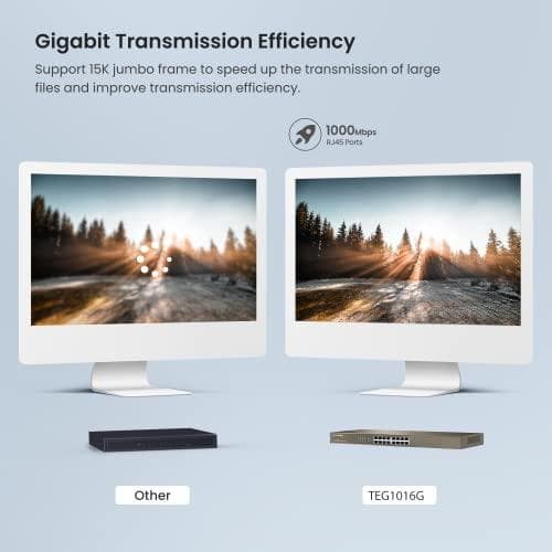 Tenda TEG1016G nätverksswitch Ohanterad Gigabit Ethernet (10/100/1000) 1U Blå