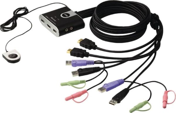 ATEN 2-ports USB HDMI KVM-switch med lyd