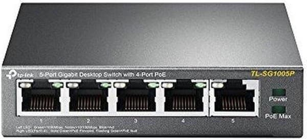 TP-Link 5-porttinen gigabitin pöytätietokoneen PoE-kytkin, jossa on 4 porttia