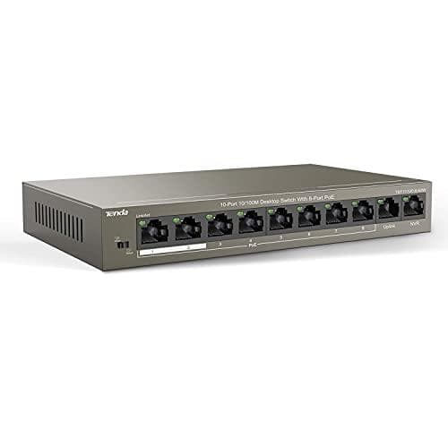 Tenda TEF1110P-8-63W nätverksswitch Obemannad Fast Ethernet (10/100) Power over Ethernet (PoE) Svart Svart