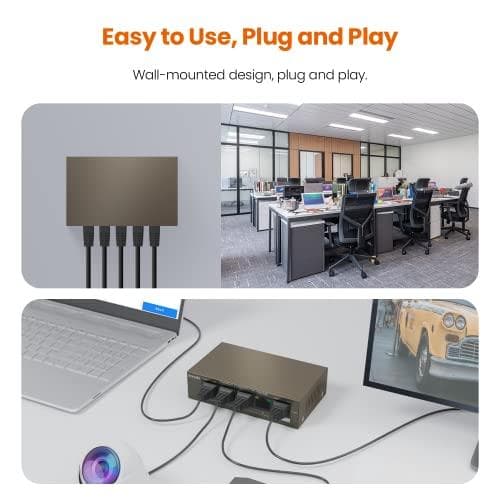 Tenda TEF1105P-4-63W-EU nätverksswitch Fast Ethernet (10/100) Power over Ethernet (PoE) Svart