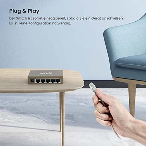 Tenda TEG1005D -verkkokytkin, hallitsematon gigabitin Ethernet (10/100/1000), harmaa