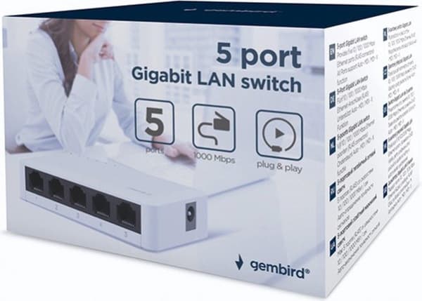 GEMBIRD 5-PORTS GIGABIT LAN SWITCH HVID