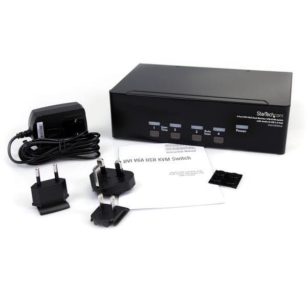 StarTech.com StarView 4-portars DVI KVM USB-switch - 4-portars DVI-switch med USB-hubb - KVM/ljud/USB-switch - USB - 4 x KVM/ljud/USB - 1 lokal använd