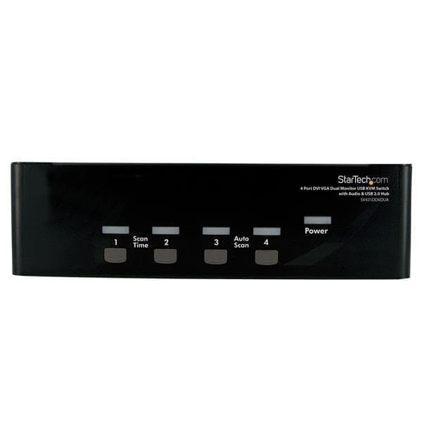 StarTech.com StarView 4-porttinen DVI KVM USB-kytkin - 4-porttinen DVI-kytkin USB-keskittimellä - KVM/Audio/USB-kytkin - USB - 4 x KVM/Audio/USB - 1 p musta